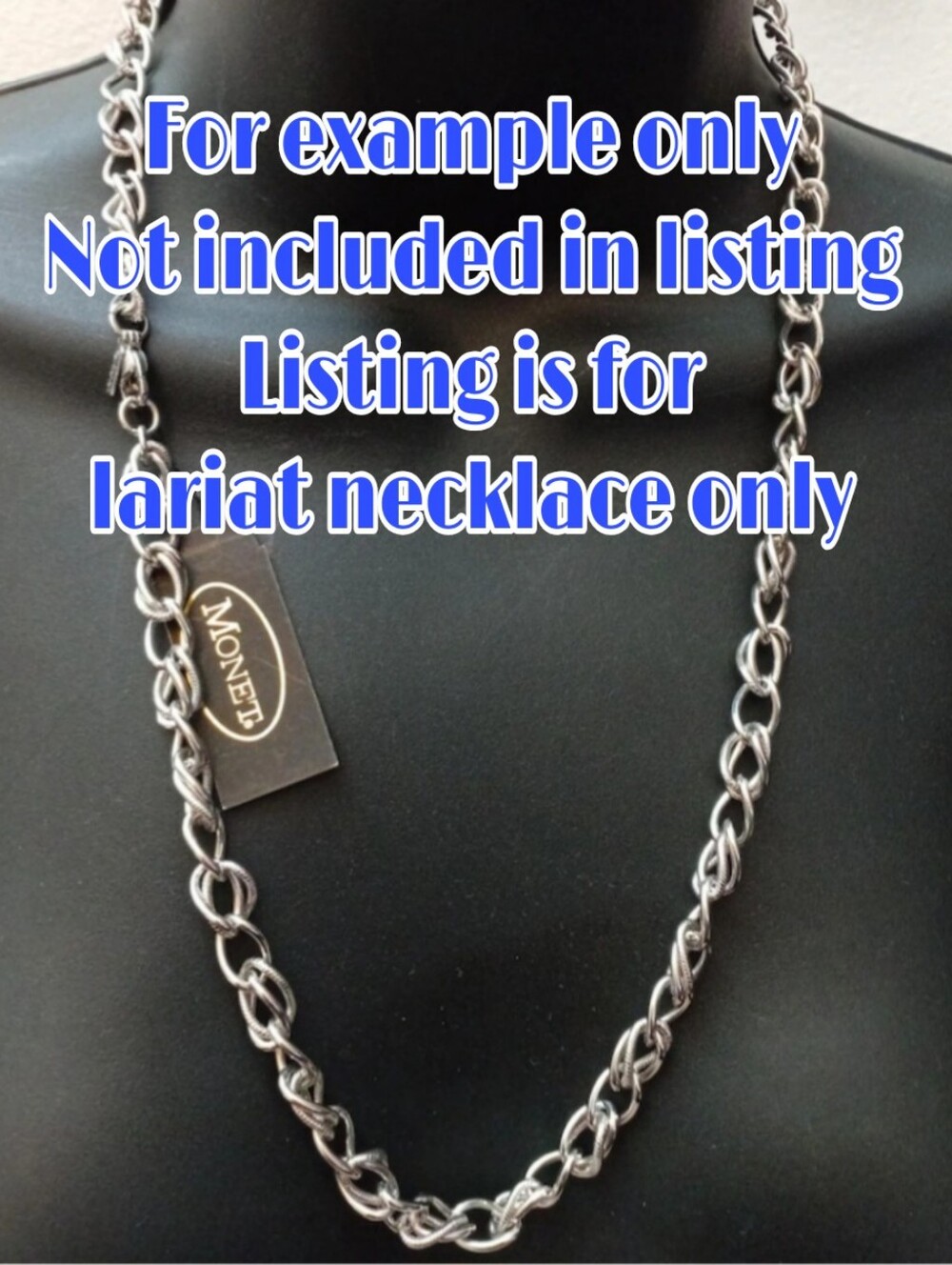 Vintage 1961 Monet "Bolero" Silvertone Lariat Necklace - Picture 9 of 9